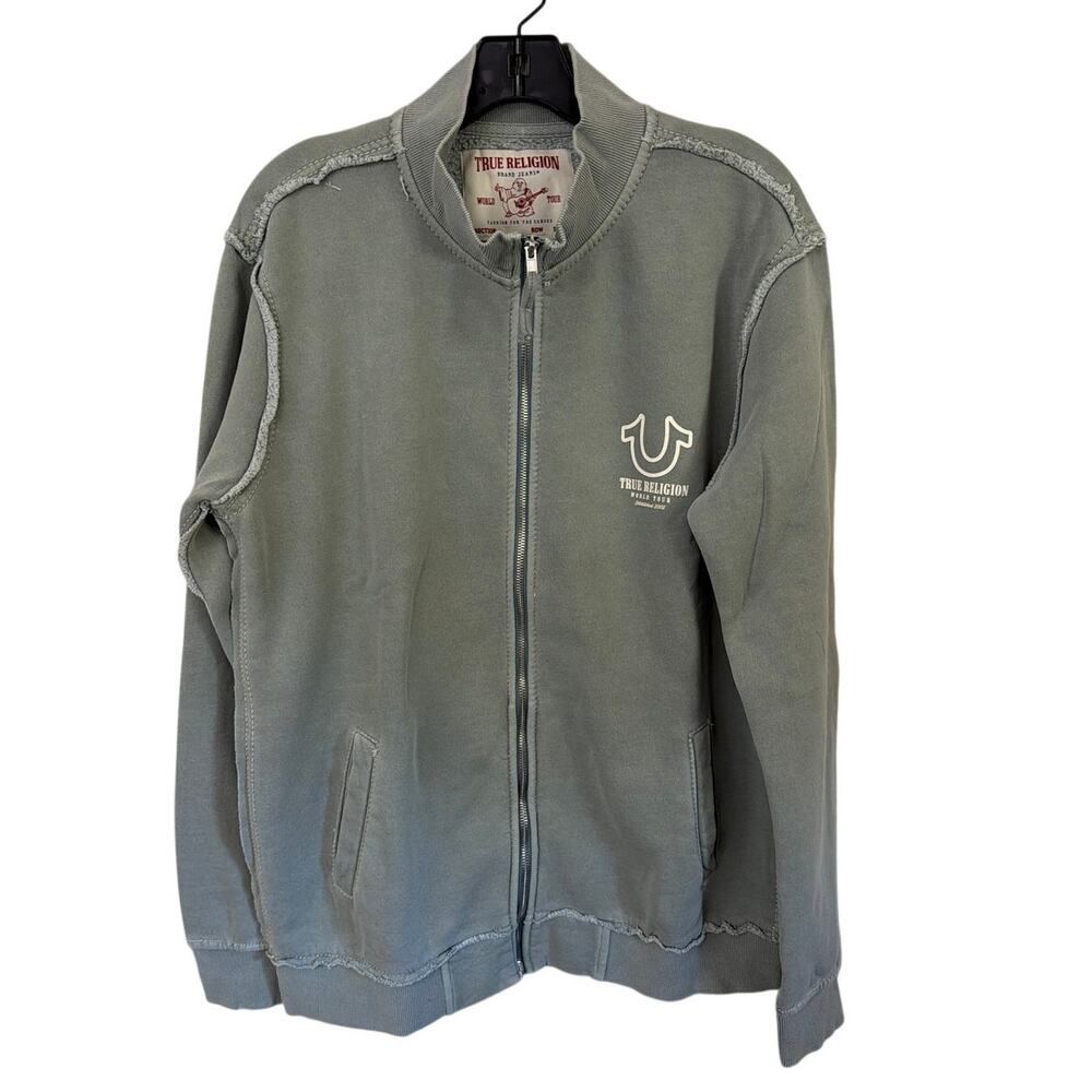 True Religion 107890 Big T Zip Mock Neck Dusty Blue Size Medium New